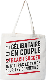 Tote bag coton recyclé célibataire en couple beach soccer