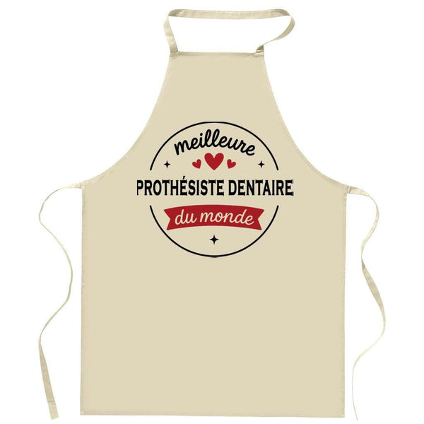 Tablier de la Meilleure Prothésiste dentaire du monde 1- Apron - Idée Cadeau Tablier Personnalisable Anniversaire Fête Original Famille Travail Départ Collègue Retraite Noël.