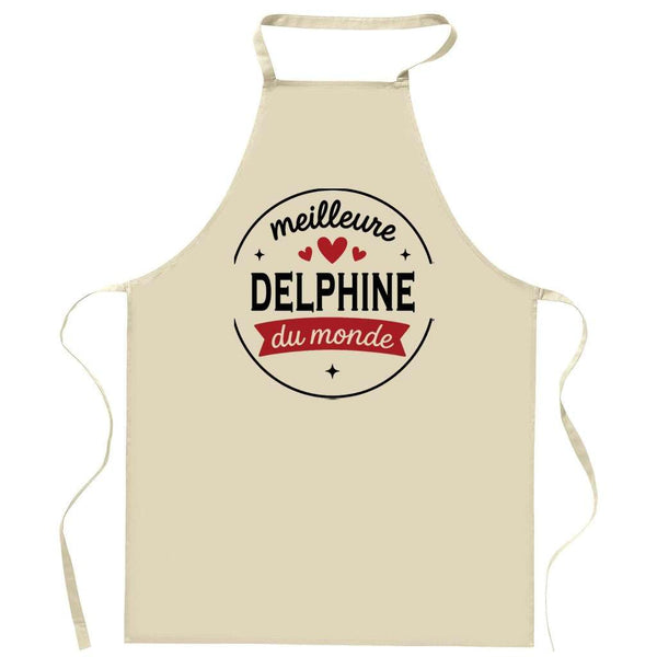 Tablier de la Meilleure Delphine du monde 1- Apron - Idée Cadeau Tablier Personnalisable Anniversaire Fête Original Famille Travail Départ Collègue Retraite Noël.
