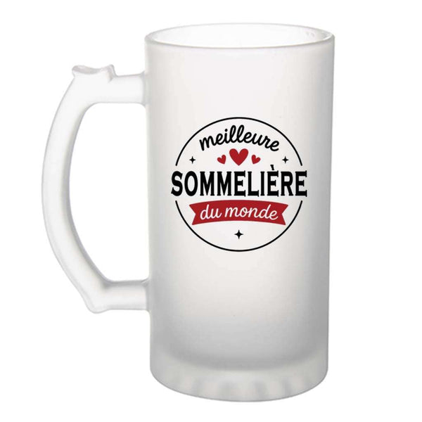 Verre à bière de la Meilleure Sommelière du monde 1- Chope - Idée Verre à bière Personnalisable Cadeau Anniversaire Fête Original Famille Travail Départ Collègue Retraite Noël.