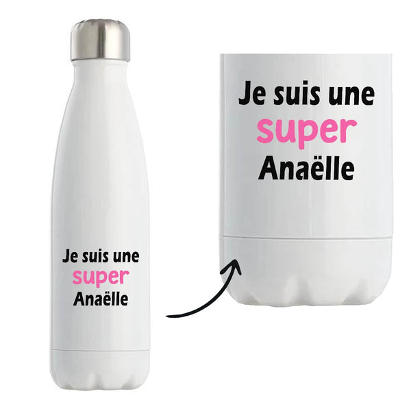 Bouteille Isotherme Une Super Anaelle 2 - Gourde - Idée Bouteille Isotherme Cadeau Anniversaire Fête Original Famille Travail Départ Collègue Retraite Noël.