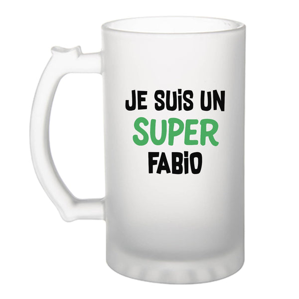 Verre à Bière Un Super Fabio 2- Chope - Idée Verre à Bière Personnalisable Cadeau Anniversaire Camping Fête Original Famille Travail Départ Collègue Retraite Noël