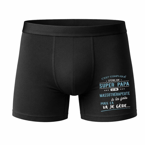 Caleçon Super Papa et Massotherapeute - Humour Cadeau Famille Coton Homme Idée Cadeau Drôle