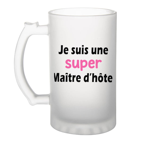 Verre à Bière Une Super Maitre dhotel 2- Chope - Idée Verre à Bière Personnalisable Cadeau Anniversaire Camping Fête Original Famille Travail Départ Collègue Retraite Noël