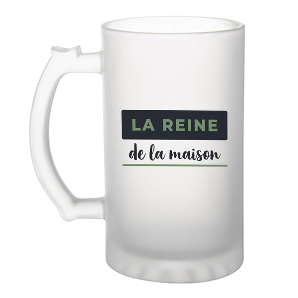 Verre à Bière La Reine de la Maison - Beer Glass - Idée Chope de Bière Cadeau Anniversaire Fête Original Famille Travail Départ Collègue Retraite Noël. - Bleu&Vert - 4