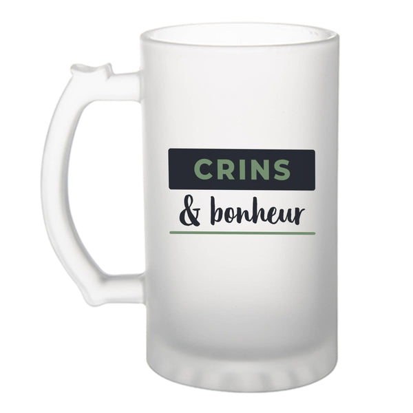 Verre à Bière Crins Bonheur - Beer Glass - Idée Chope de Bière Cadeau Anniversaire Fête Original Famille Travail Départ Collègue Retraite Noël. - Bleu&Vert - 4