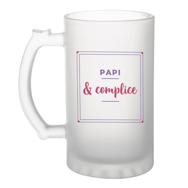 Verre à Bière Papi Complice - Beer Glass - Idée Chope de Bière Cadeau Anniversaire Fête Original Famille Travail Départ Collègue Retraite Noël. - Violet&Rose - 3
