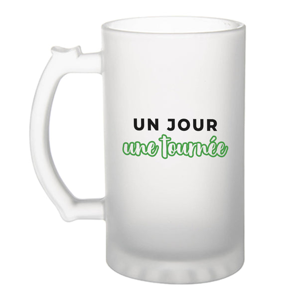 Verre à Bière Un Jour une Tournee - Beer Glass - Idée Chope de Bière Cadeau Anniversaire Fête Original Famille Travail Départ Collègue Retraite Noël. - Noir&Vert - 2