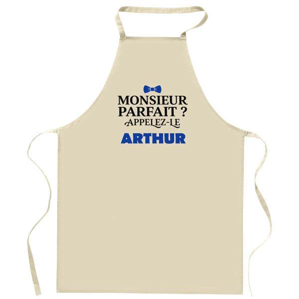 Tablier Monsieur Parfait Arthur - Apron - Idée Tablier de Cuisine Cadeau Anniversaire Fête Original Famille Travail Départ Collègue Retraite Noël.