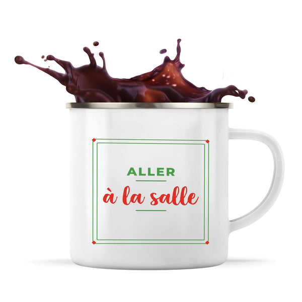 Tasse Métal Aller A la Salle - Mug - Idée Tasse Personnalisable en Métal Cadeau Anniversaire Fête Original Famille Travail Départ Collègue Retraite Noël. - Vert&Rouge - 3