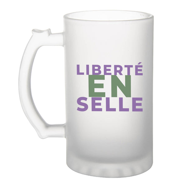 Verre à Bière Liberte en Selle - Beer Glass - Idée Chope de Bière Cadeau Anniversaire Fête Original Famille Travail Départ Collègue Retraite Noël. - Violet&Vert - 1