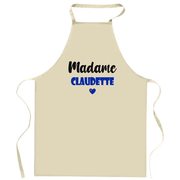 Cadeau Tablier Madame Claudette | Apron | Idée Tablier Personnalisable Cadeau Anniversaire Cuisine Jardinage Fête Original Famille Travail Départ Collègue Retraite (Bleu)