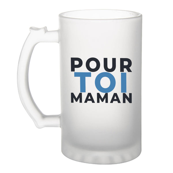 Verre à Bière Pour Toi Maman - Beer Glass - Idée Chope de Bière Cadeau Anniversaire Fête Original Famille Travail Départ Collègue Retraite Noël. - Bleu&Bleu - 1