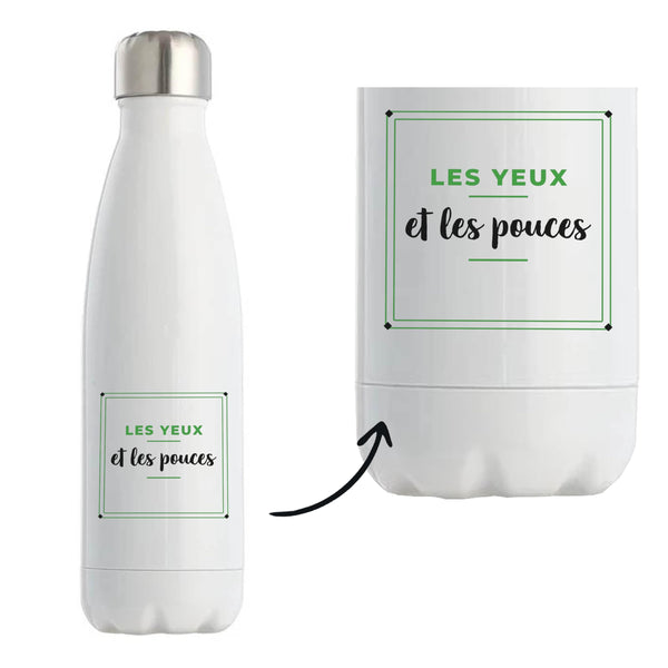 Bouteille Isotherme Les Yeux et les Pouces - Bottle - Idée Bouteille Isotherme Cadeau Anniversaire Fête Original Famille Travail Départ Collègue Retraite Noël. - Vert&Noir - 3