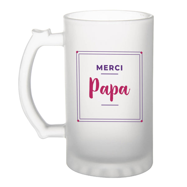 Verre à Bière Merci Papa - Beer Glass - Idée Chope de Bière Cadeau Anniversaire Fête Original Famille Travail Départ Collègue Retraite Noël. - Violet&Rouge - 3