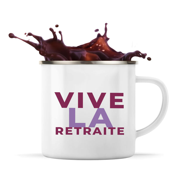Tasse Métal Vive la Retraite - Mug - Idée Tasse Personnalisable en Métal Cadeau Anniversaire Fête Original Famille Travail Départ Collègue Retraite Noël. - Violet&Violet - 1