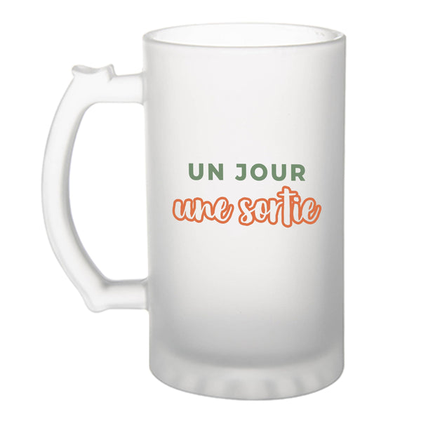 Verre à Bière Un Jour une Sortie - Beer Glass - Idée Chope de Bière Cadeau Anniversaire Fête Original Famille Travail Départ Collègue Retraite Noël. - Vert&Terracotta - 2