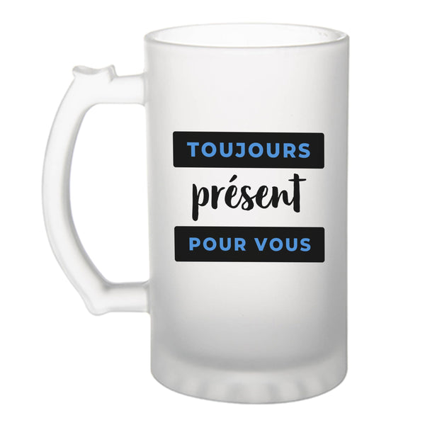 Verre à Bière Toujours Present pour Vous - Beer Glass - Idée Chope de Bière Cadeau Anniversaire Fête Original Famille Travail Départ Collègue Retraite Noël. - Noir&Bleu - 4