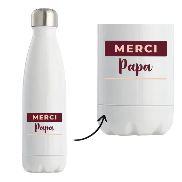 Bouteille Isotherme Merci Papa - Bottle - Idée Bouteille Isotherme Cadeau Anniversaire Fête Original Famille Travail Départ Collègue Retraite Noël. - Bordeaux&Rose - 4