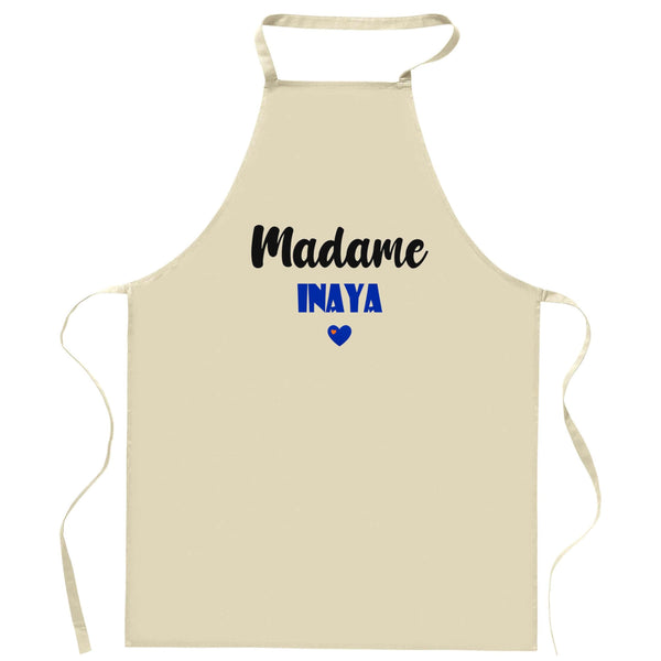 Cadeau Tablier Madame Inaya | Apron | Idée Tablier Personnalisable Cadeau Anniversaire Cuisine Jardinage Fête Original Famille Travail Départ Collègue Retraite (Bleu)