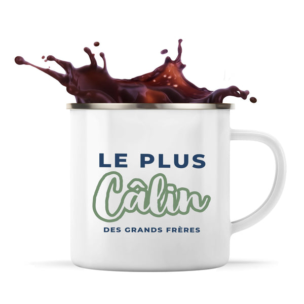 Tasse Métal Le Plus Calin des Grands Freres - Mug - Idée Tasse Personnalisable en Métal Cadeau Anniversaire Fête Original Famille Travail Départ Collègue Retraite Noël. - Bleu&Vert - 2