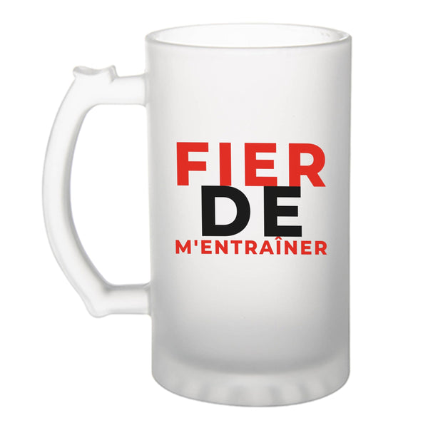 Verre à Bière Fier de Mentrainer - Beer Glass - Idée Chope de Bière Cadeau Anniversaire Fête Original Famille Travail Départ Collègue Retraite Noël. - Rouge&Noir - 1