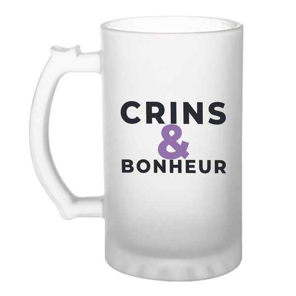Verre à Bière Crins Bonheur - Beer Glass - Idée Chope de Bière Cadeau Anniversaire Fête Original Famille Travail Départ Collègue Retraite Noël. - Bleu&Violet - 1