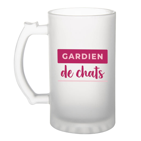 Verre à Bière Gardien de Chats - Beer Glass - Idée Chope de Bière Cadeau Anniversaire Fête Original Famille Travail Départ Collègue Retraite Noël. - Rouge&Rose - 4