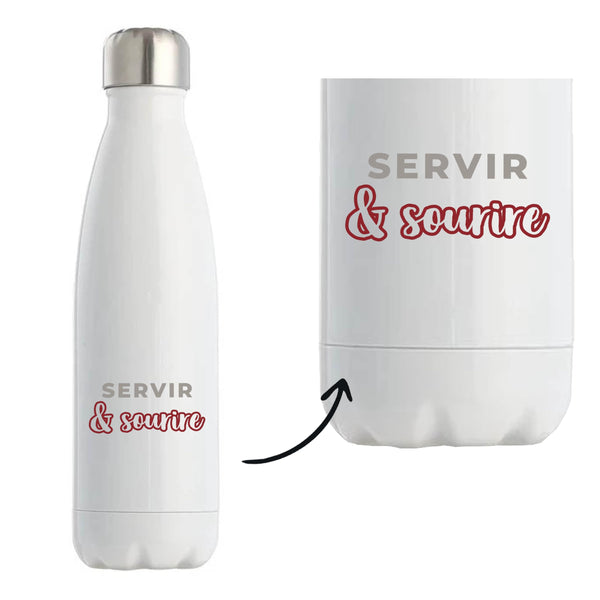 Bouteille Isotherme Servir Sourire - Bottle - Idée Bouteille Isotherme Cadeau Anniversaire Fête Original Famille Travail Départ Collègue Retraite Noël. - Gris&Bordeaux - 2
