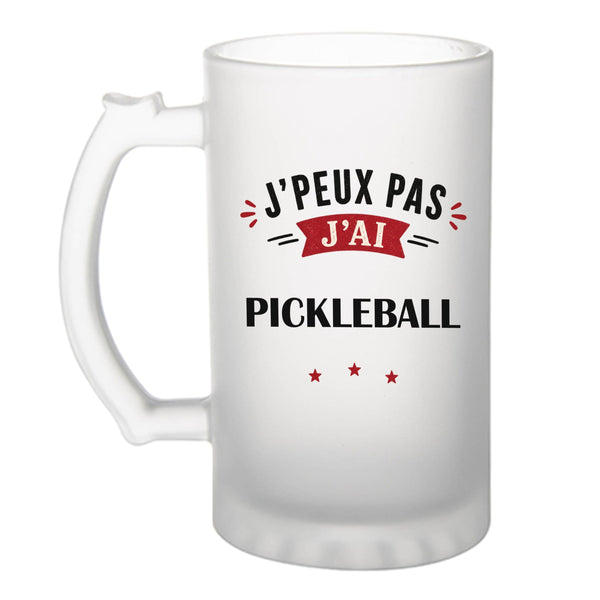 Verre à Bière J'peux Pas J'ai Pickleball - Beer Glass - Idée Chope de Bière Cadeau Anniversaire Fête Original Famille Travail Départ Collègue Retraite Noël.