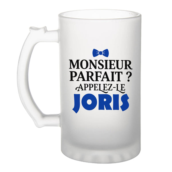 Verre à Bière Monsieur Parfait Joris - Beer Glass - Idée Chope de Bière Cadeau Anniversaire Fête Original Famille Travail Départ Collègue Retraite Noël.