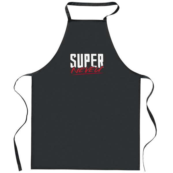 Tablier Noir Super neveu | Apron | Idée Tablier Personnalisable Cadeau Anniversaire Cuisine Jardinage Fête Original Famille Travail Départ Collègue Retraite
