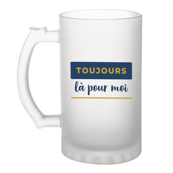 Verre à Bière Toujours la pour Moi - Beer Glass - Idée Chope de Bière Cadeau Anniversaire Fête Original Famille Travail Départ Collègue Retraite Noël. - Bleu&Jaune - 4