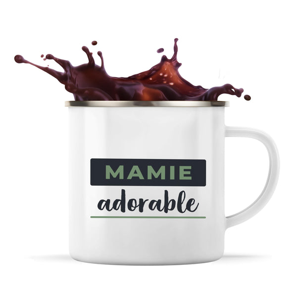 Tasse Métal Mamie Adorable - Mug - Idée Tasse Personnalisable en Métal Cadeau Anniversaire Fête Original Famille Travail Départ Collègue Retraite Noël. - Bleu&Vert - 4