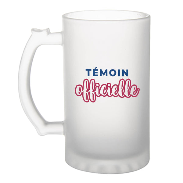 Verre à Bière Temoin Officielle - Beer Glass - Idée Chope de Bière Cadeau Anniversaire Fête Original Famille Travail Départ Collègue Retraite Noël. - Bordeaux&Bleu - 2