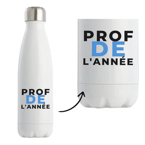 Bouteille Isotherme Prof de Lannee - Bottle - Idée Bouteille Isotherme Cadeau Anniversaire Fête Original Famille Travail Départ Collègue Retraite Noël. - Noir&Bleu - 1