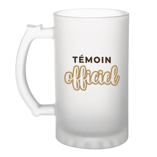 Verre à Bière Temoin Officiel - Beer Glass - Idée Chope de Bière Cadeau Anniversaire Fête Original Famille Travail Départ Collègue Retraite Noël. - Marron&Marron - 2