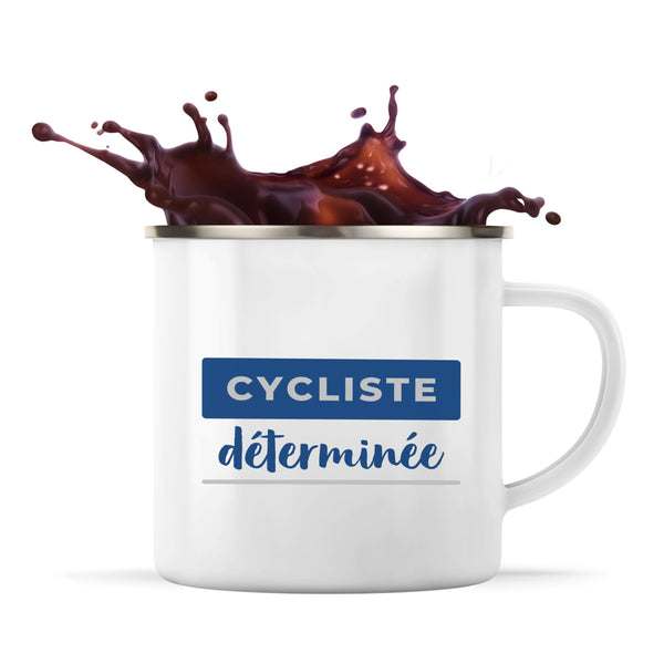 Tasse Métal Cycliste Determinee - Mug - Idée Tasse Personnalisable en Métal Cadeau Anniversaire Fête Original Famille Travail Départ Collègue Retraite Noël. - Bleu&Gris - 4