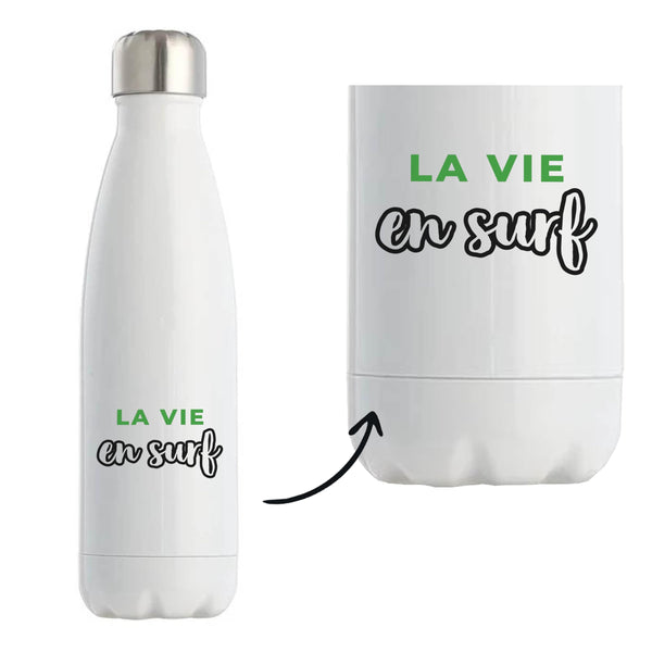 Bouteille Isotherme La Vie en Surf - Bottle - Idée Bouteille Isotherme Cadeau Anniversaire Fête Original Famille Travail Départ Collègue Retraite Noël. - Vert&Noir - 2