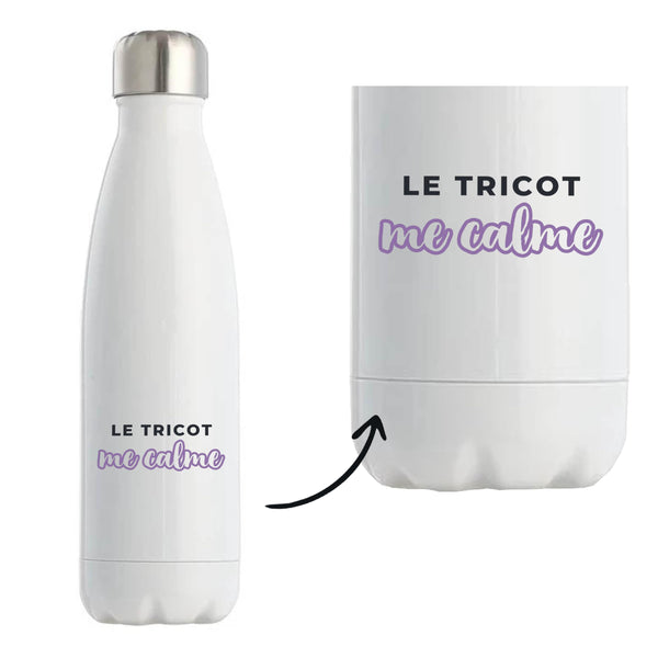Bouteille Isotherme Le Tricot Me Calme - Bottle - Idée Bouteille Isotherme Cadeau Anniversaire Fête Original Famille Travail Départ Collègue Retraite Noël. - Bleu&Violet - 2