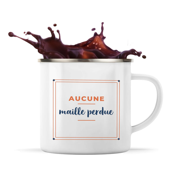 Tasse Métal Aucune Maille Perdue - Mug - Idée Tasse Personnalisable en Métal Cadeau Anniversaire Fête Original Famille Travail Départ Collègue Retraite Noël. - Terracotta&Bleu - 3