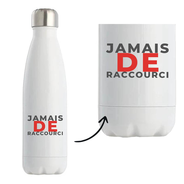 Bouteille Isotherme Jamais de Raccourci - Bottle - Idée Bouteille Isotherme Cadeau Anniversaire Fête Original Famille Travail Départ Collègue Retraite Noël. - Gris&Rouge - 1