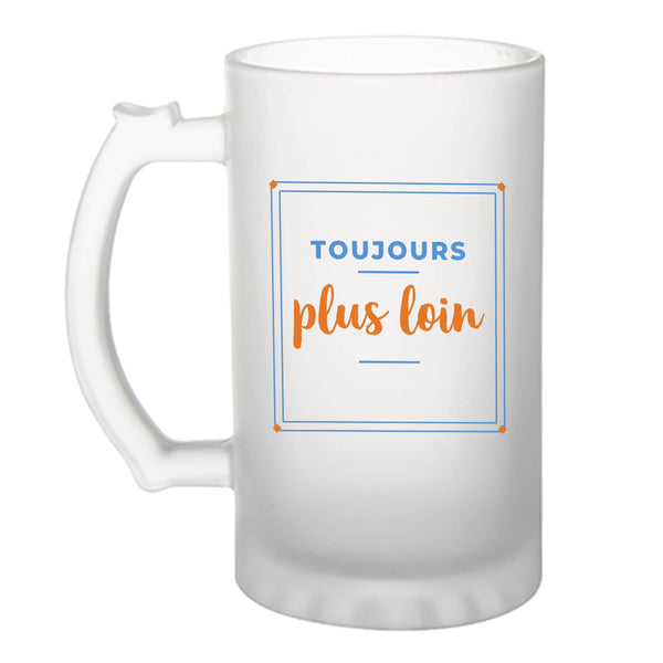 Verre à Bière Toujours Plus Loin - Beer Glass - Idée Chope de Bière Cadeau Anniversaire Fête Original Famille Travail Départ Collègue Retraite Noël. - Bleu&Orange - 3