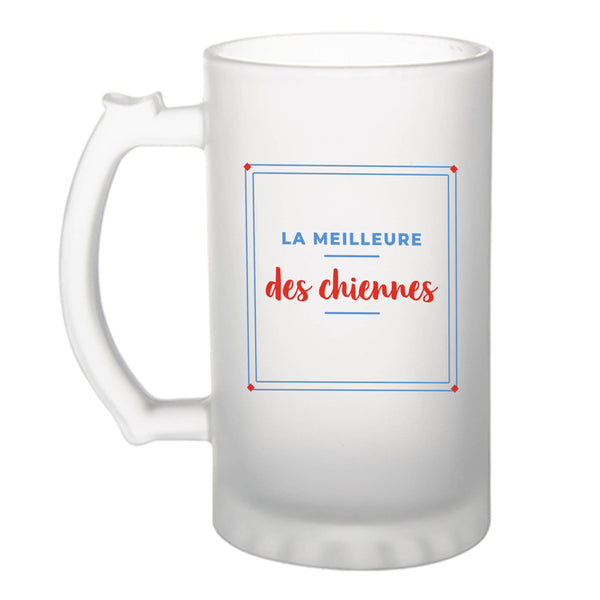 Verre à Bière La Meilleure des Chiennes - Beer Glass - Idée Chope de Bière Cadeau Anniversaire Fête Original Famille Travail Départ Collègue Retraite Noël. - Bleu&Rouge - 3