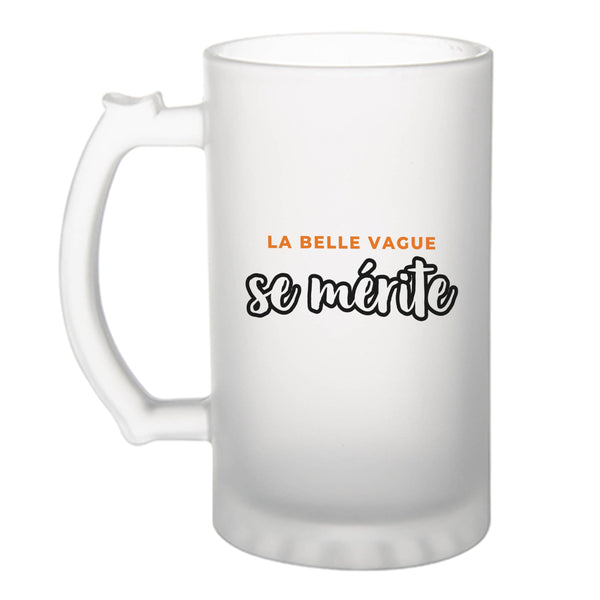 Verre à Bière La Belle Vague Se Merite - Beer Glass - Idée Chope de Bière Cadeau Anniversaire Fête Original Famille Travail Départ Collègue Retraite Noël. - Orange&Noir - 2