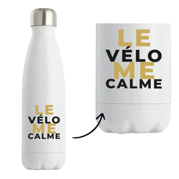 Bouteille Isotherme Le Velo Me Calme - Bottle - Idée Bouteille Isotherme Cadeau Anniversaire Fête Original Famille Travail Départ Collègue Retraite Noël. - Doré&Noir - 1