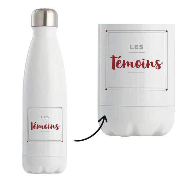 Bouteille Isotherme Les Temoins - Bottle - Idée Bouteille Isotherme Cadeau Anniversaire Fête Original Famille Travail Départ Collègue Retraite Noël. - Gris&Bordeaux - 3