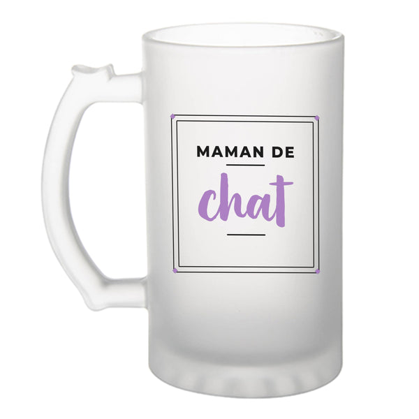 Verre à Bière Maman de Chat - Beer Glass - Idée Chope de Bière Cadeau Anniversaire Fête Original Famille Travail Départ Collègue Retraite Noël. - Noir&Violet - 3