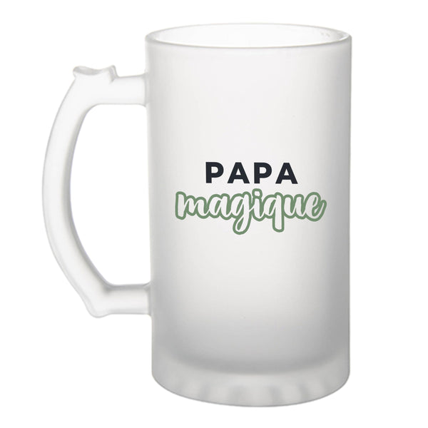 Verre à Bière Papa Magique - Beer Glass - Idée Chope de Bière Cadeau Anniversaire Fête Original Famille Travail Départ Collègue Retraite Noël. - Bleu&Vert - 2