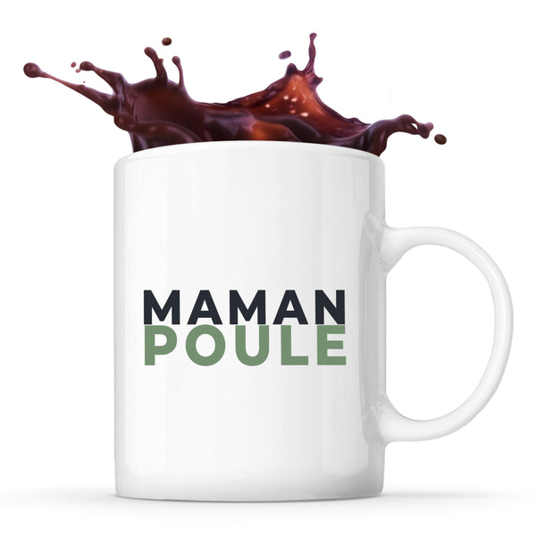 Tasse Maman Poule - Mug - Idée Tasse Personnalisable Cadeau Anniversaire Fête Original Famille Travail Départ Collègue Retraite Noël. - Bleu&Vert - 1